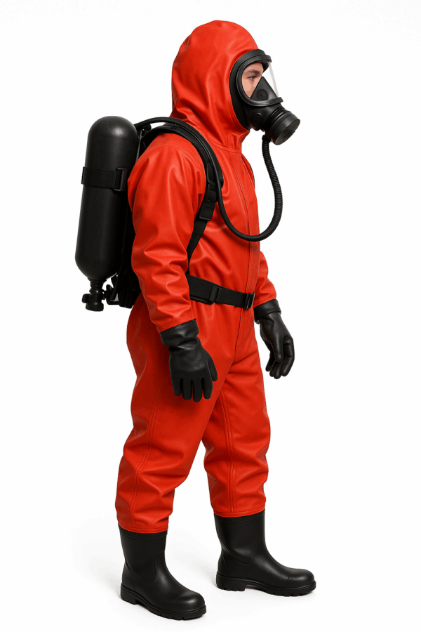 Kemikaalisuojapuku sivukuva Kemikaalisuojapuku sivukuva